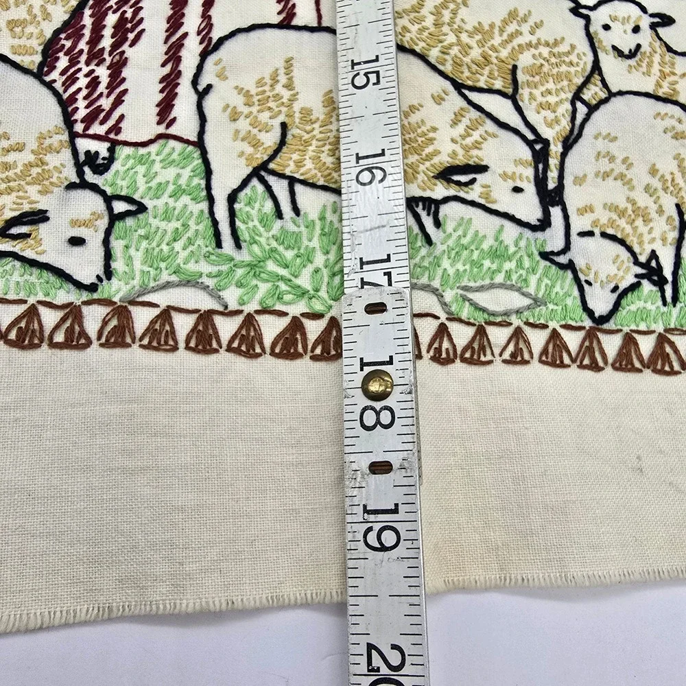 Beautiful Vintage 1940s Hand Embroidered The Lord Is My Shepherd Linen‎